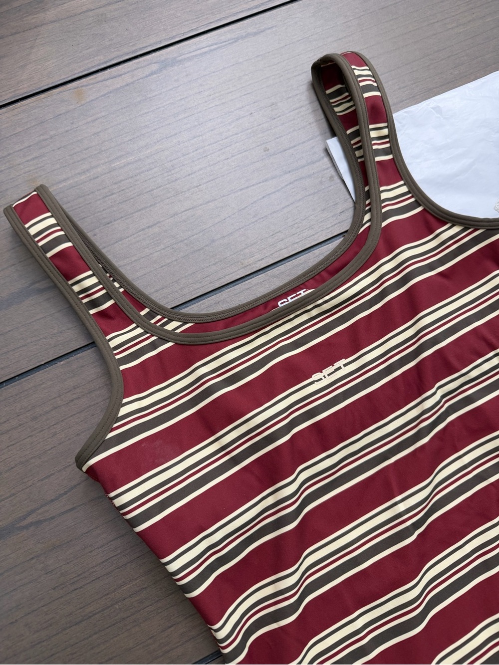 Set Active Sportbody Sporty Stripe Scoop Tank Sweet Tea Medium BNWT SOLD OUT Gym - Picture 4 of 8